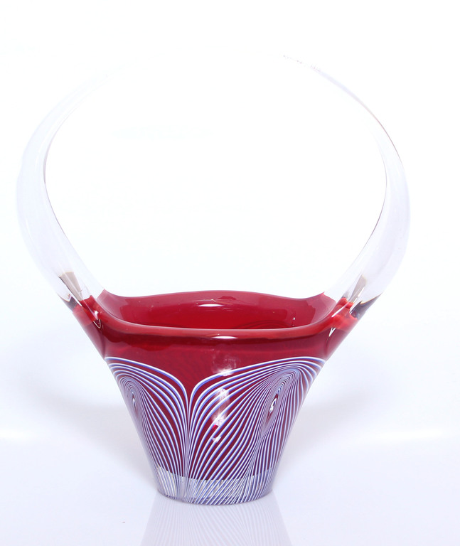 Glass fruit bowl made from art glass 