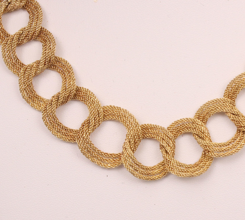Set of gold chain, bracelet, earrings