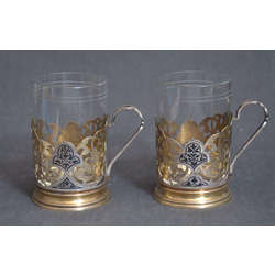 Silver cup holders with blackening 2 pcs.