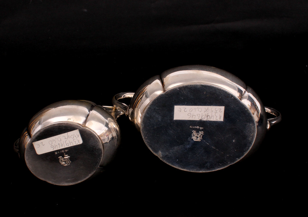 Silver sugar bowl and cream bowl