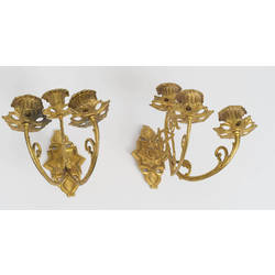 Bronze wall bra - candle holders for 3 candles 2 pcs.