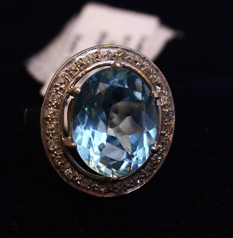 Ring with diamonds, topaz