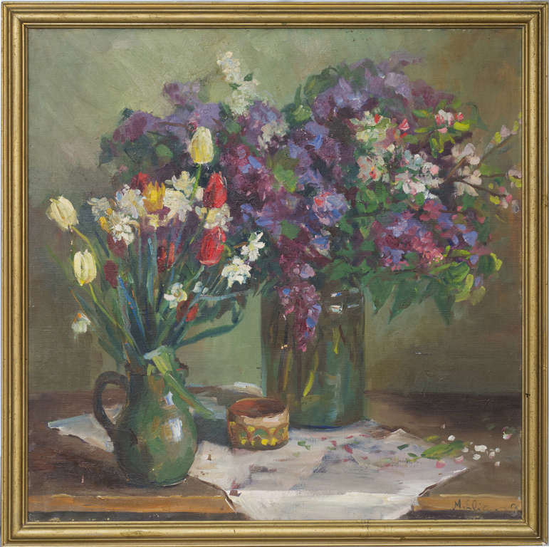 Still life with flowers in vases