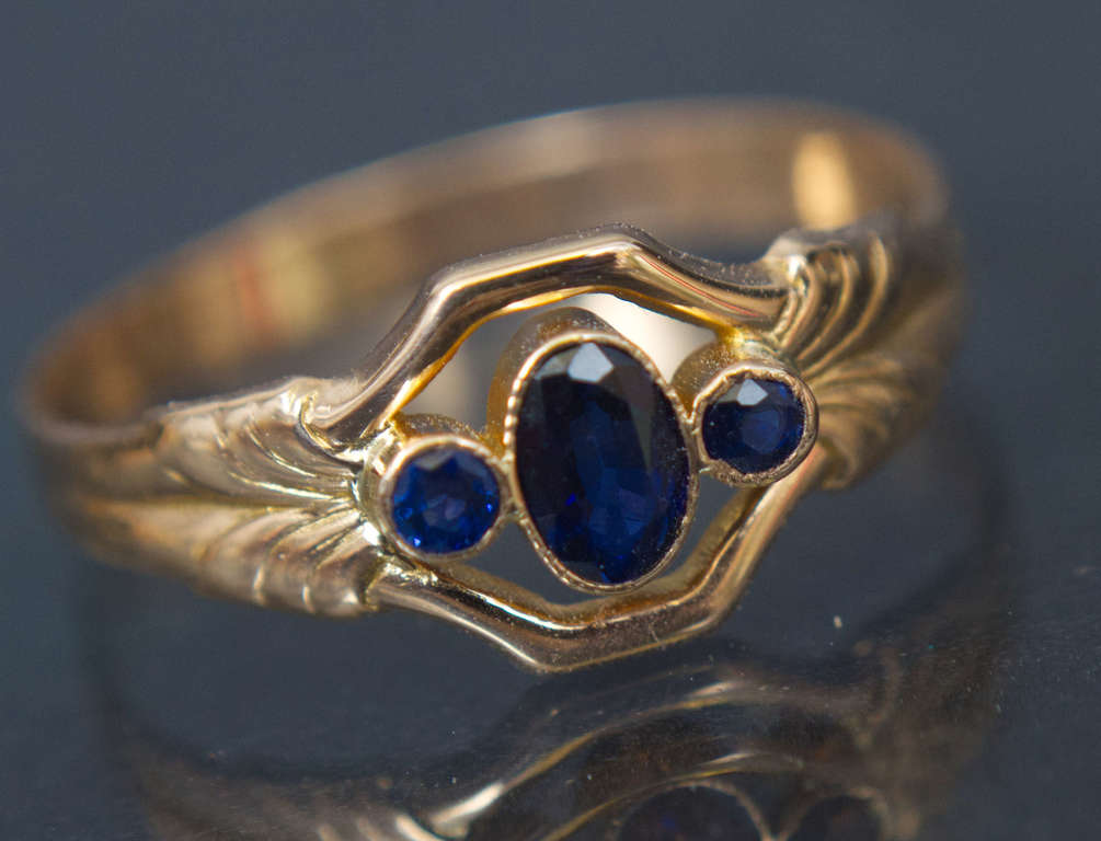 Womens gold ring with sapphires
