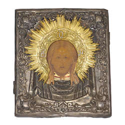 Wooden icon with silver finish