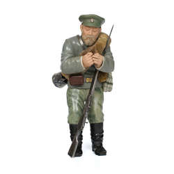 Soldier figurine carved from various precious stones