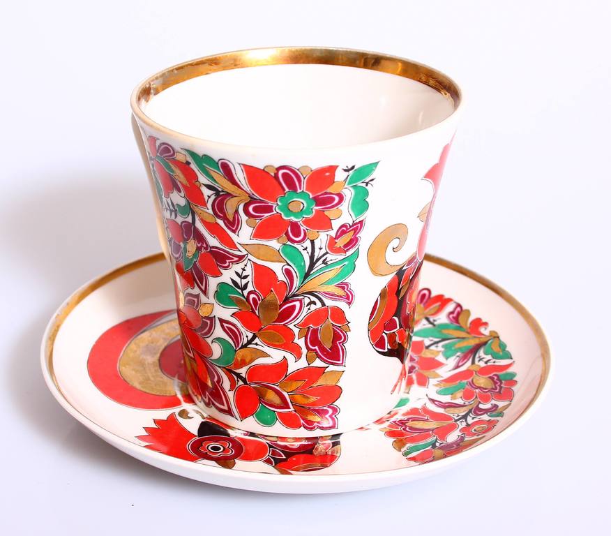 Porcelain cup with saucer Rooster