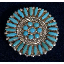 Silver Art Nouveau brooch / pendant with turquoise