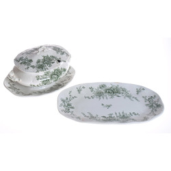 Porcelain utensil for sauce and plate for bread