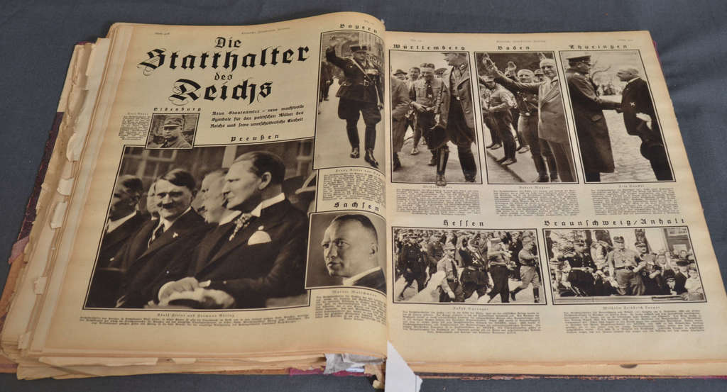 Коллекция немецких газет, с эскизом корабля 