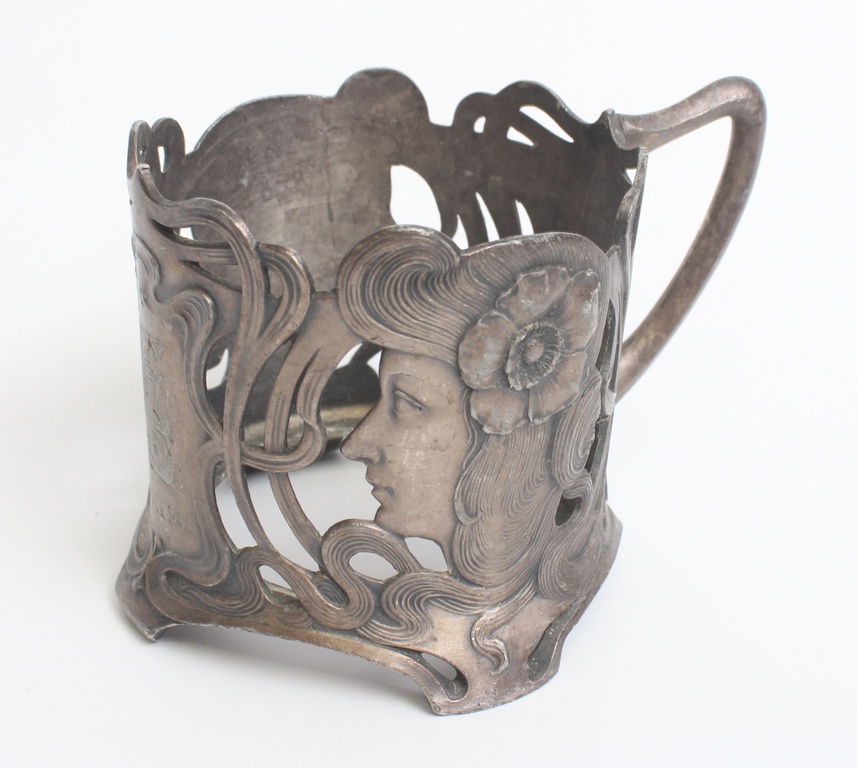 Silver-plated metal cup holder