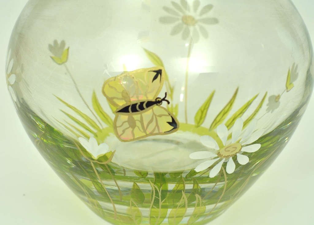 Расписная стеклянная ваза 