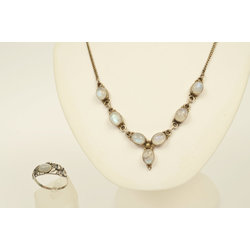 Art deco silver jewelry set (necklace, ring)