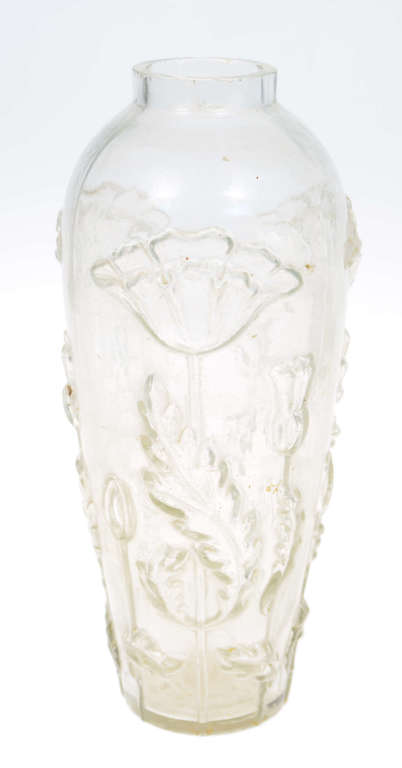 Art Nouveau glass vase with poppies