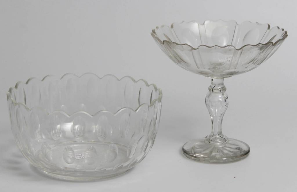 Two glass serving / confectionery dishes