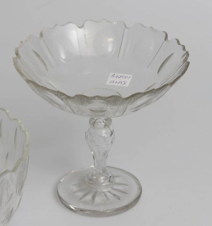 Two glass serving / confectionery dishes