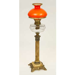 Lampa Ampīra stilā ar oranžu kupolu