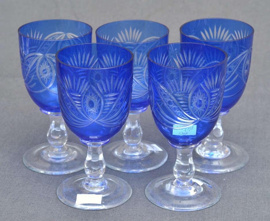Zilā stikla glāzes (5 gab.)