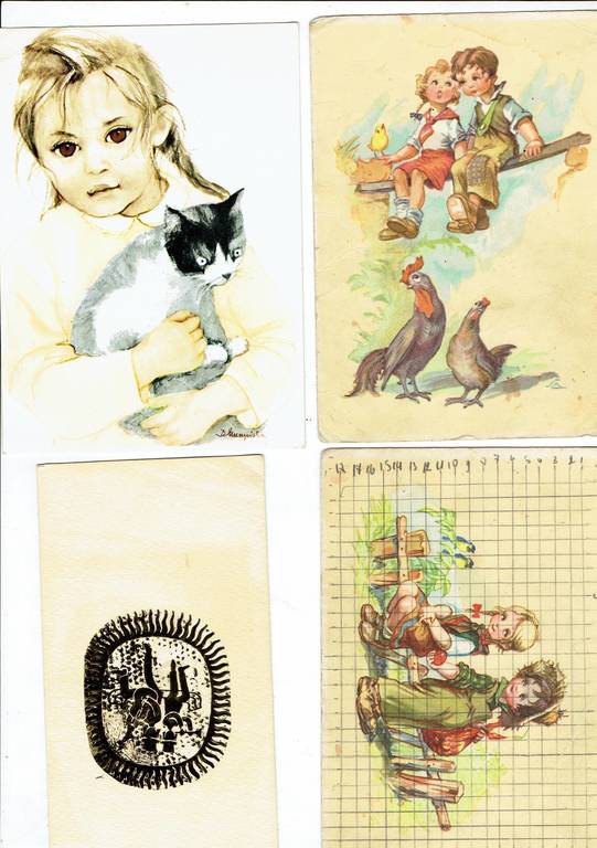 Set of different colored postcards (8 pcs.)