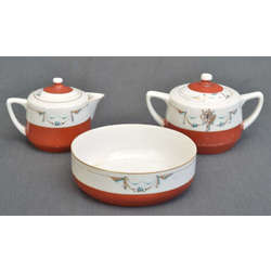 Not full porcelain tableware set(sugar bowl, bowl, jug)