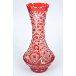 Red glass vase