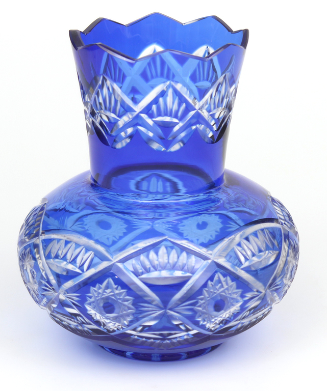 Iļģuciems glass factory blue glass vase