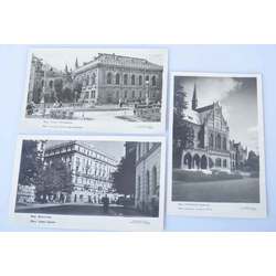 3 открытки ''Lielā Ģilde, Mākslas akadēmija, Apriņķa virsnieku nams Kirova- Elizabetes ielā.''