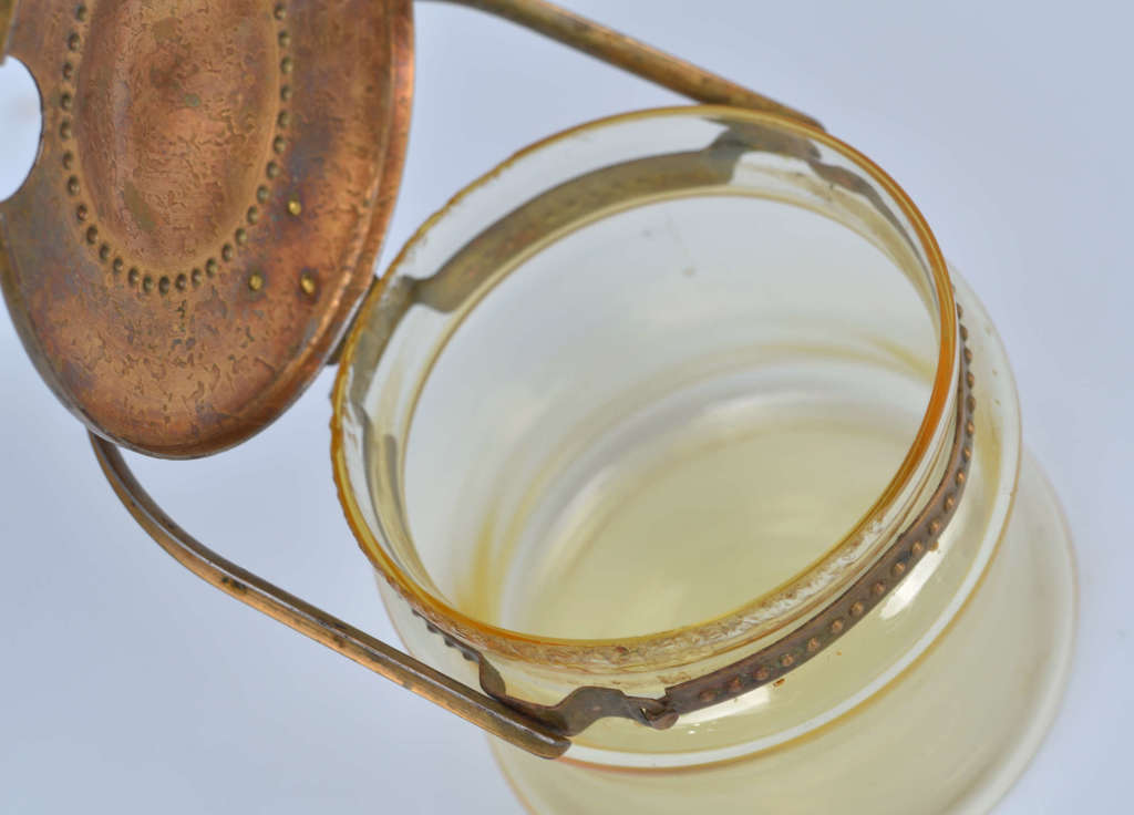 Glass sugar bowl with metal finish