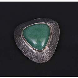 Silver Art Nouveau brooch with Brazilian aventurine