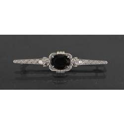 Silver Art Nouveau brooch with garnet ? and marcasite crystals