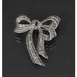 Silver Art Nouveau brooch with marcasite crystals