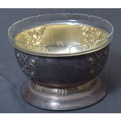 Art Deco style silver plated fruit bowl with glass