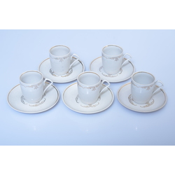 Porcelain espresso cups and saucers for 5 people