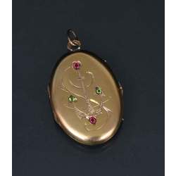 Gold pendant with precious stones