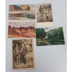 5 pcs Postcards with a painting reproductions by a Latvian painter.