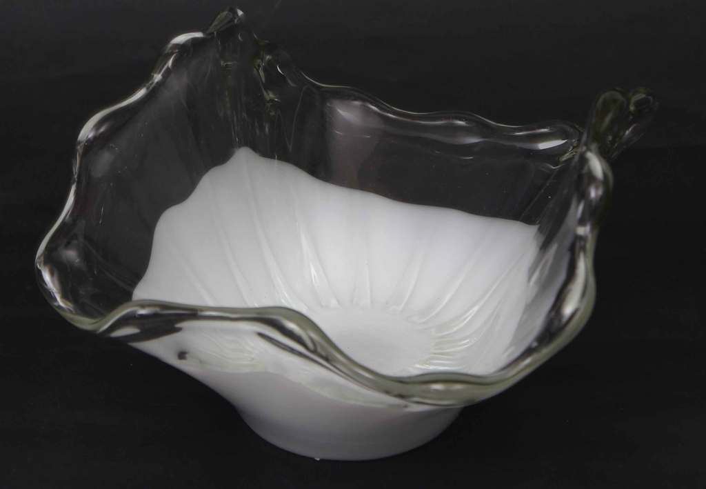 Glass bowl with white glaze