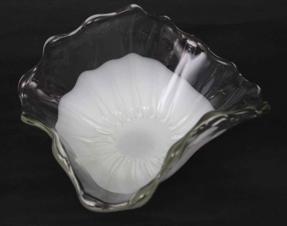 Glass bowl with white glaze