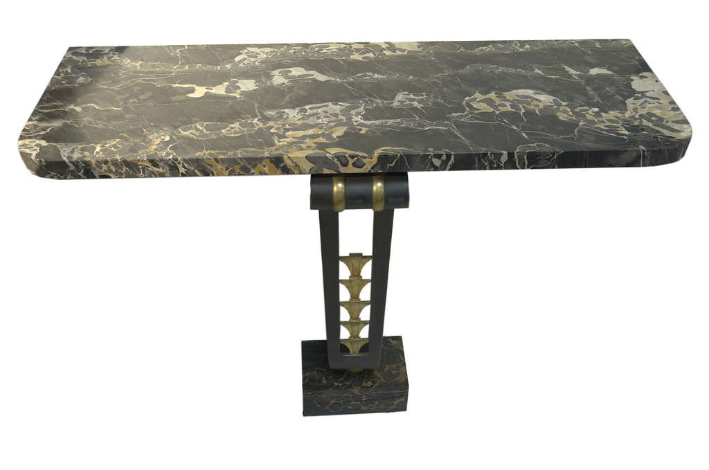 Metal console with marble surface