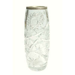 Crystal vase with silver finish