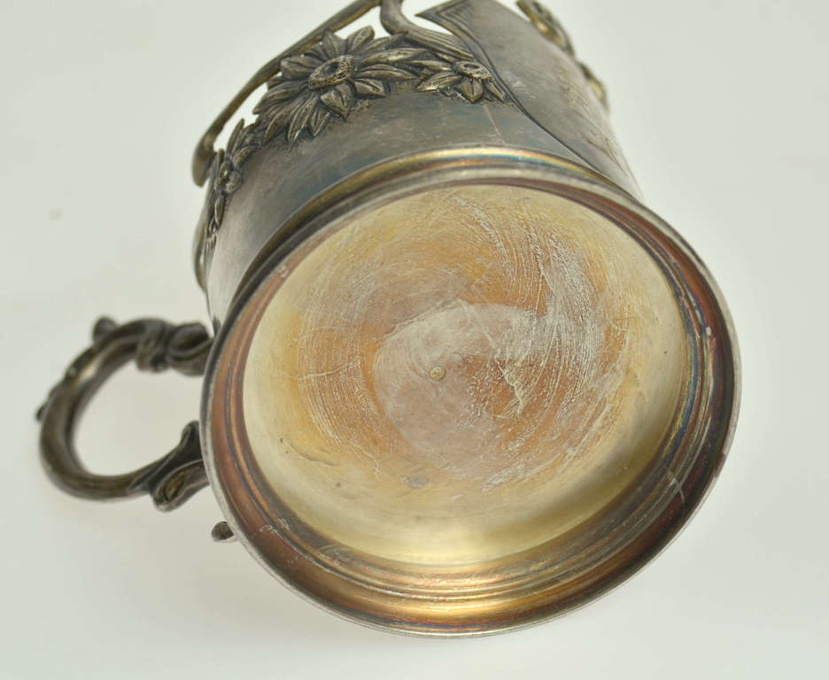 Silver glass holder with glass 