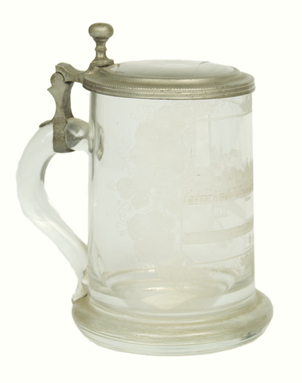 Стеклянная пивная чашка с панорамой Риги