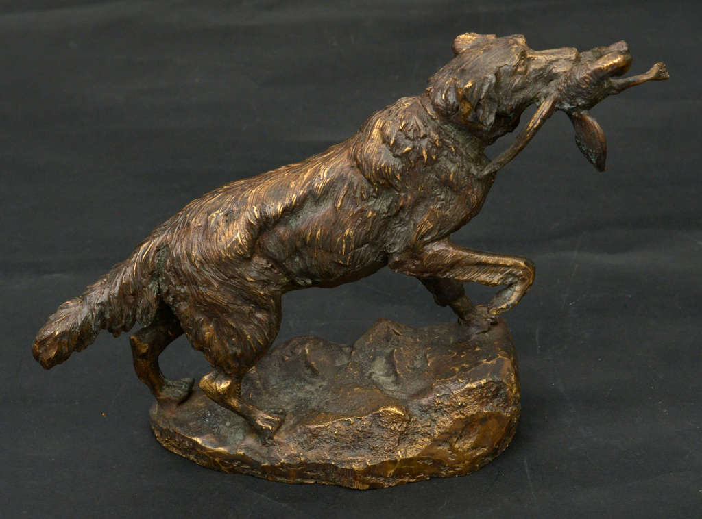 Bronze figure Dog with prey