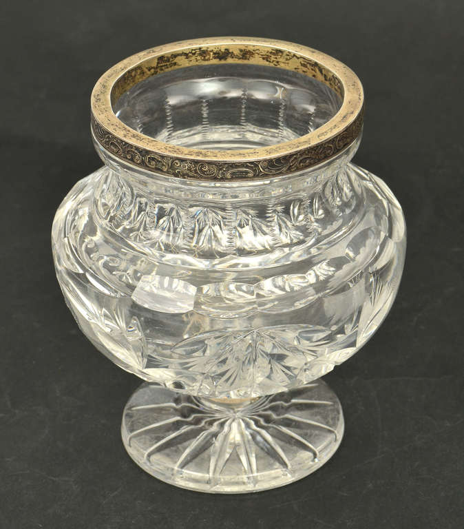 Хрустальная ваза в стиле бидермейер с серебряной отделкой