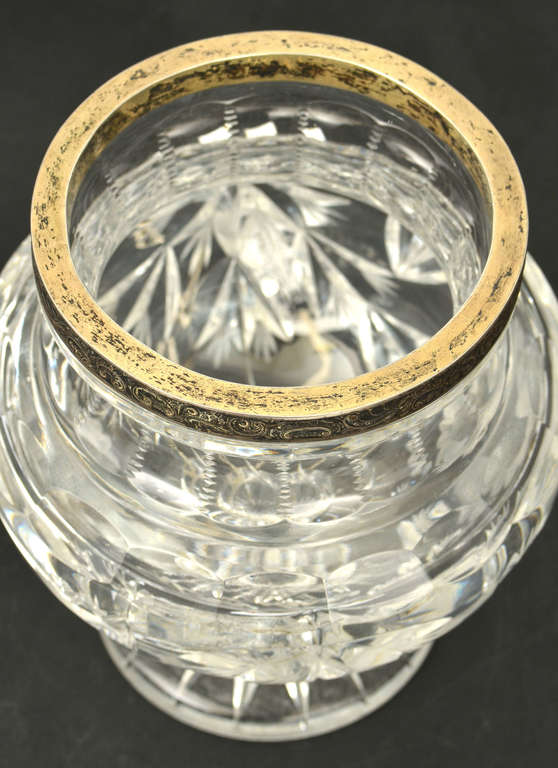Хрустальная ваза в стиле бидермейер с серебряной отделкой