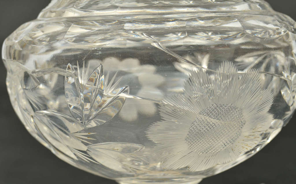 Biedermeier style crystal vase with silver finish