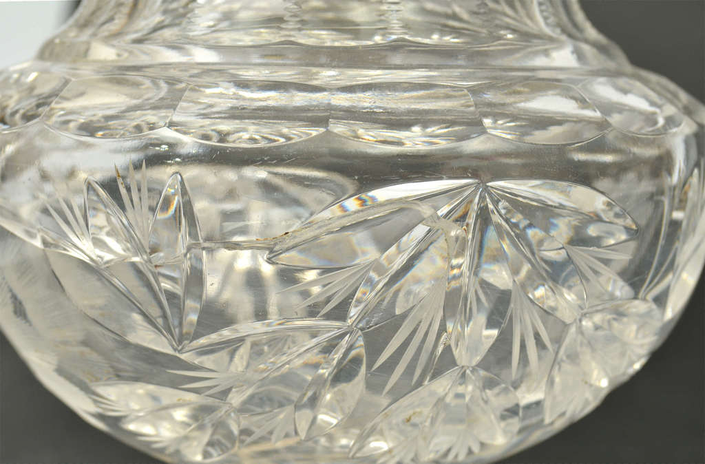 Biedermeier style crystal vase with silver finish