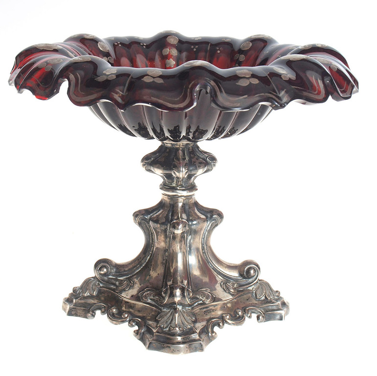 Silver candy dish with the glass
