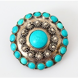 Silver Art Nouveau brooch / pendant with turquoise?