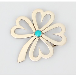 Silver Art Nouveau brooch with turquoise?