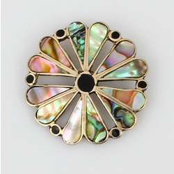 Silver Art Nouveau brooch with mother of pearl